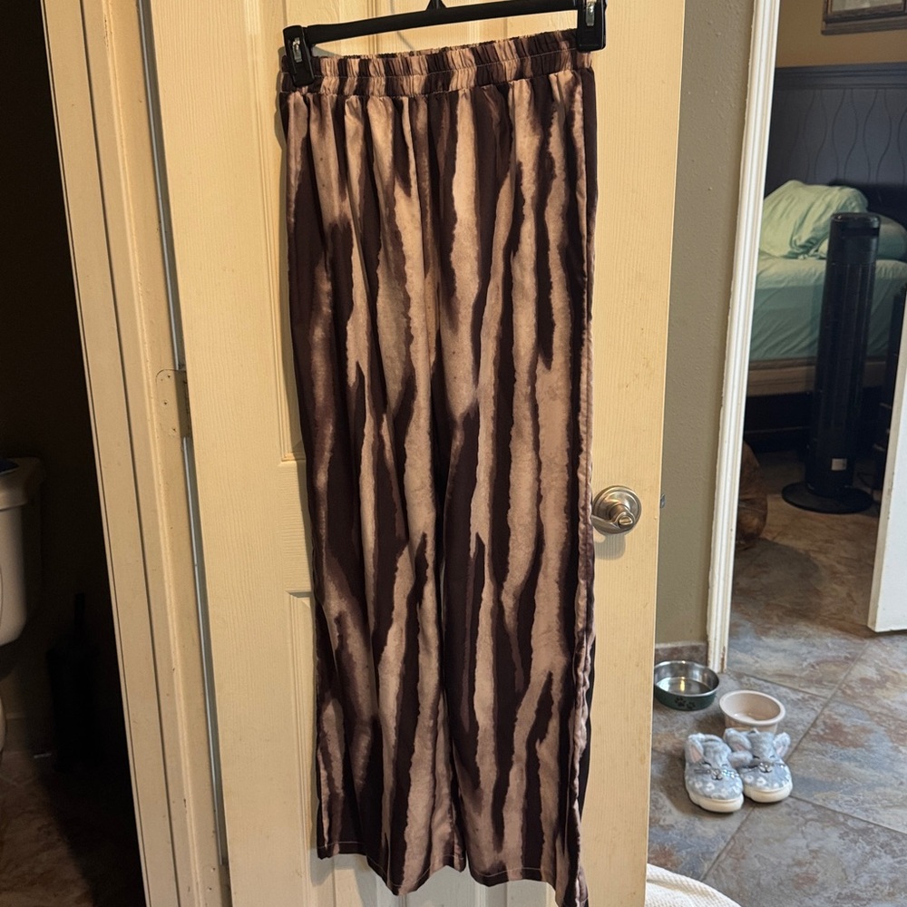 Brown and Cream Tie-Dye Pants